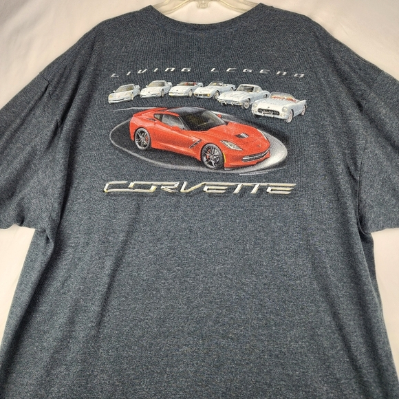 Corvette Tee Mens Bluish Gray Living Legend Gildan 3XL - Picture 5 of 9